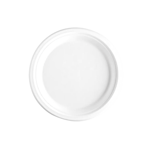 Wellcare 9in Sugarcane Round Plate White 500pc/case