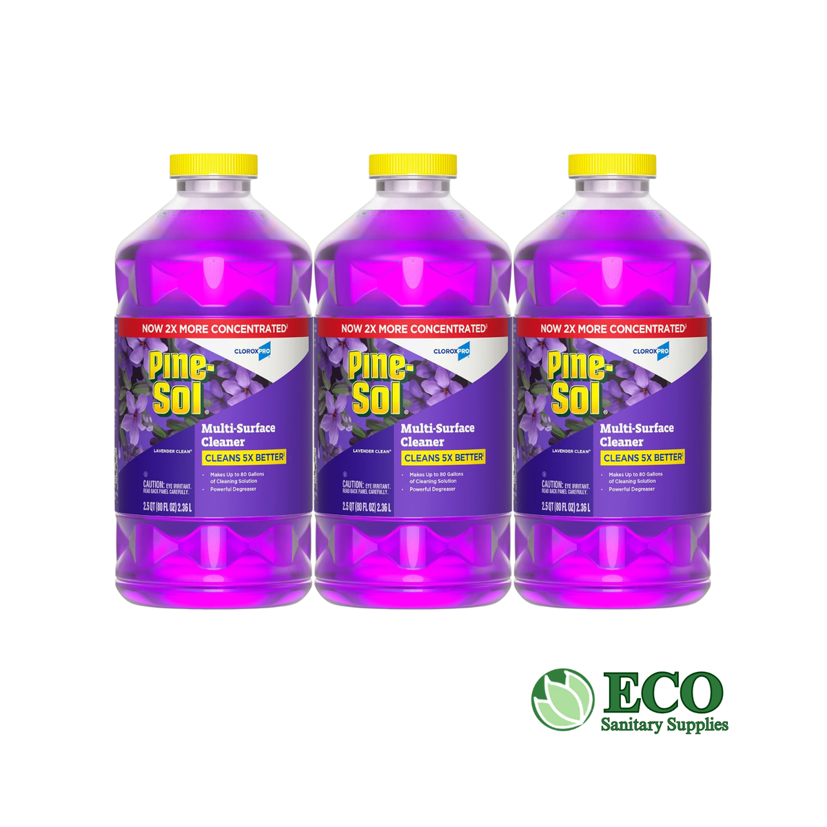Pine-Sol CloroxPro Multi-Surface Cleaner Concentrated, Lavender Clean Scent, 80 oz Bottle, 3/Carton