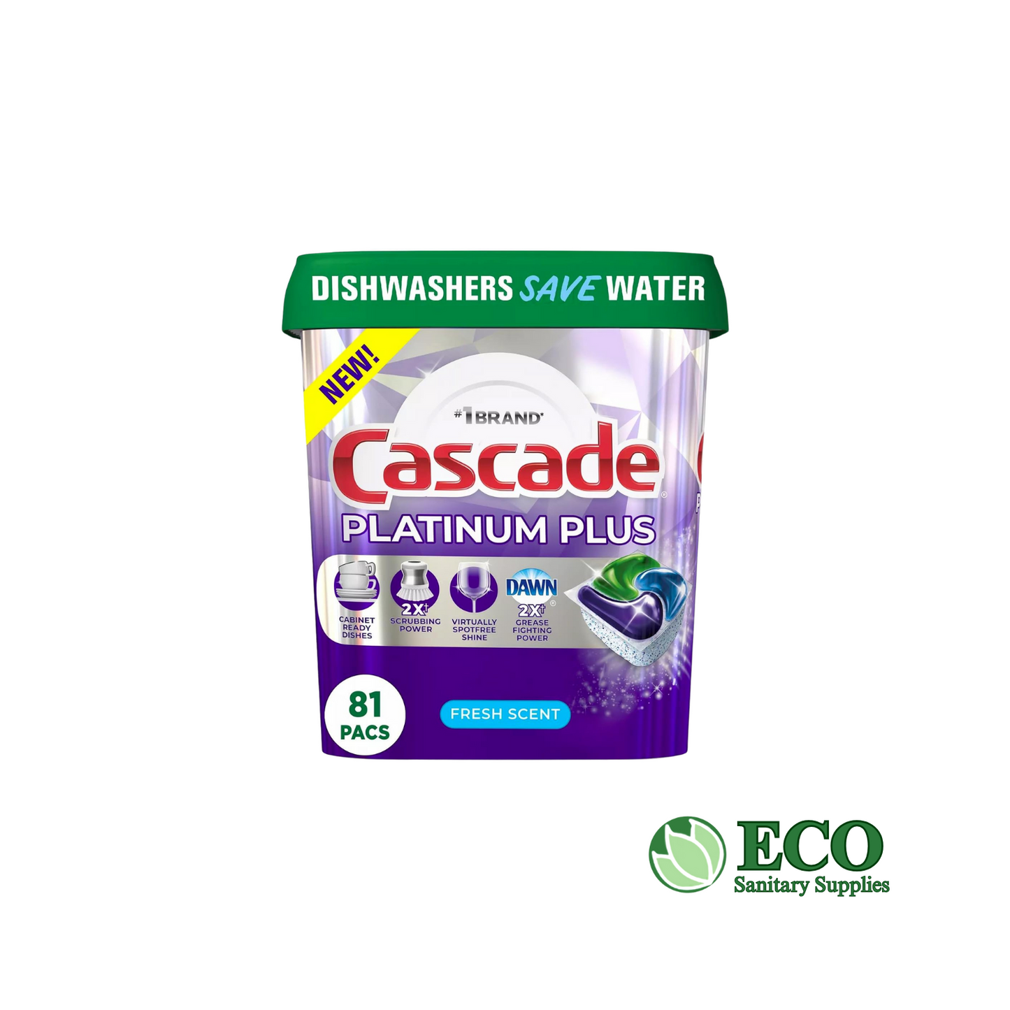 Cascade Platinum Plus Actionpacs, Fresh Scent, 81 ct