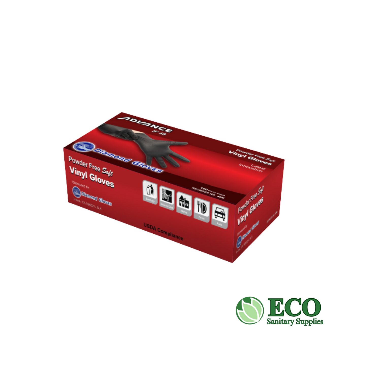 Vinyl Powder Free Glove Black 1000/cs IF49 (XS-XL)