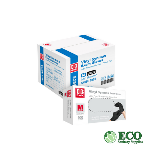 Black Vinyl Synmax Exam Gloves 1000/Case (S-XL) 8001-8004