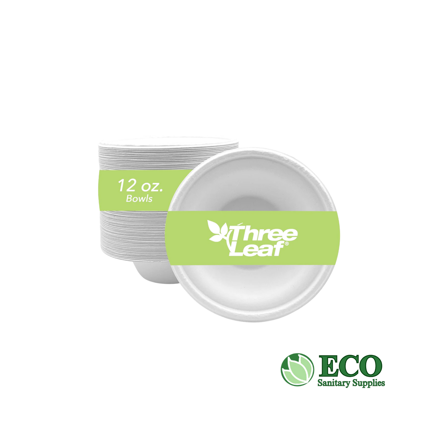 12oz Three Leaf Bagasse Bowl 1000ct/case (8/125)