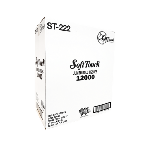SoftTouch Jumbo Roll Bath Tissue 1000ft 2-Ply 12 Rolls / Case