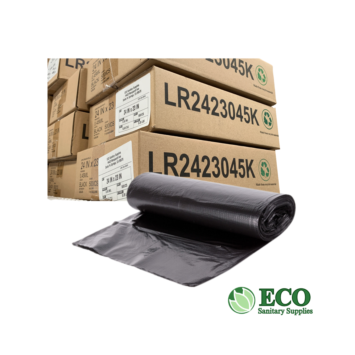 Trash Liners 24x23in 0.45Mil Black 500/cs