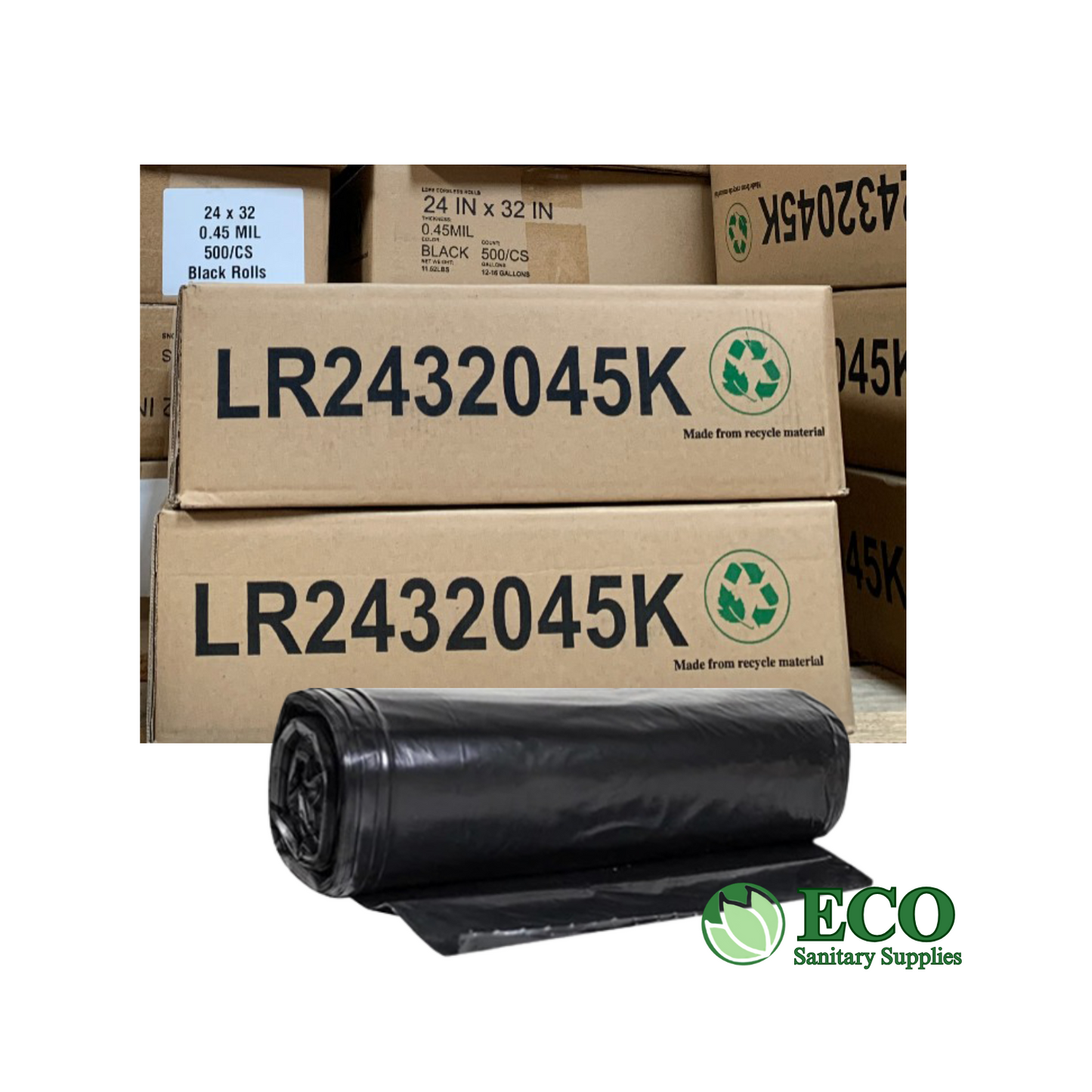 Trash Liners 24x32in 0.45Mil Black 500/cs