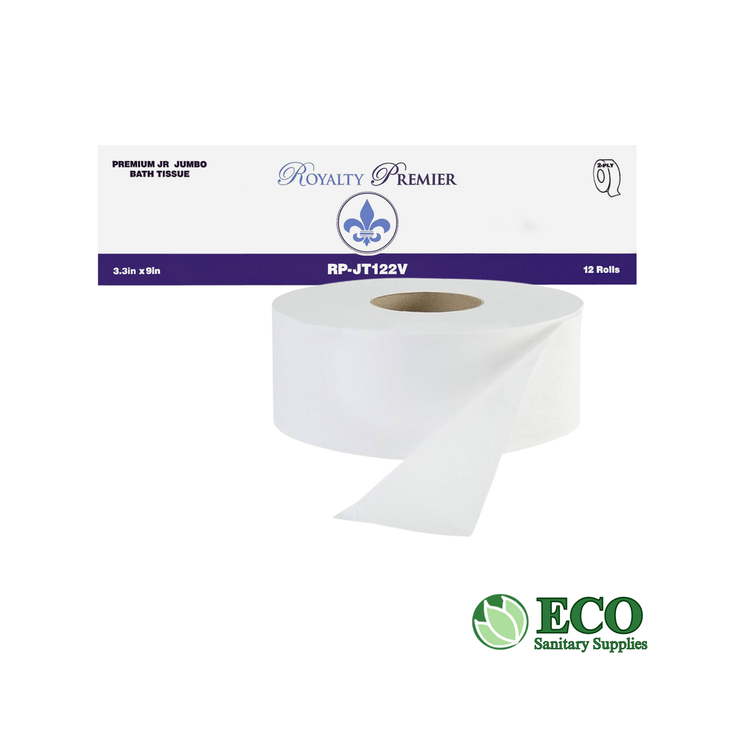 Royalty Toilet Paper Jumbo Jr (9-inch) Virgin 12 Rolls/Case
