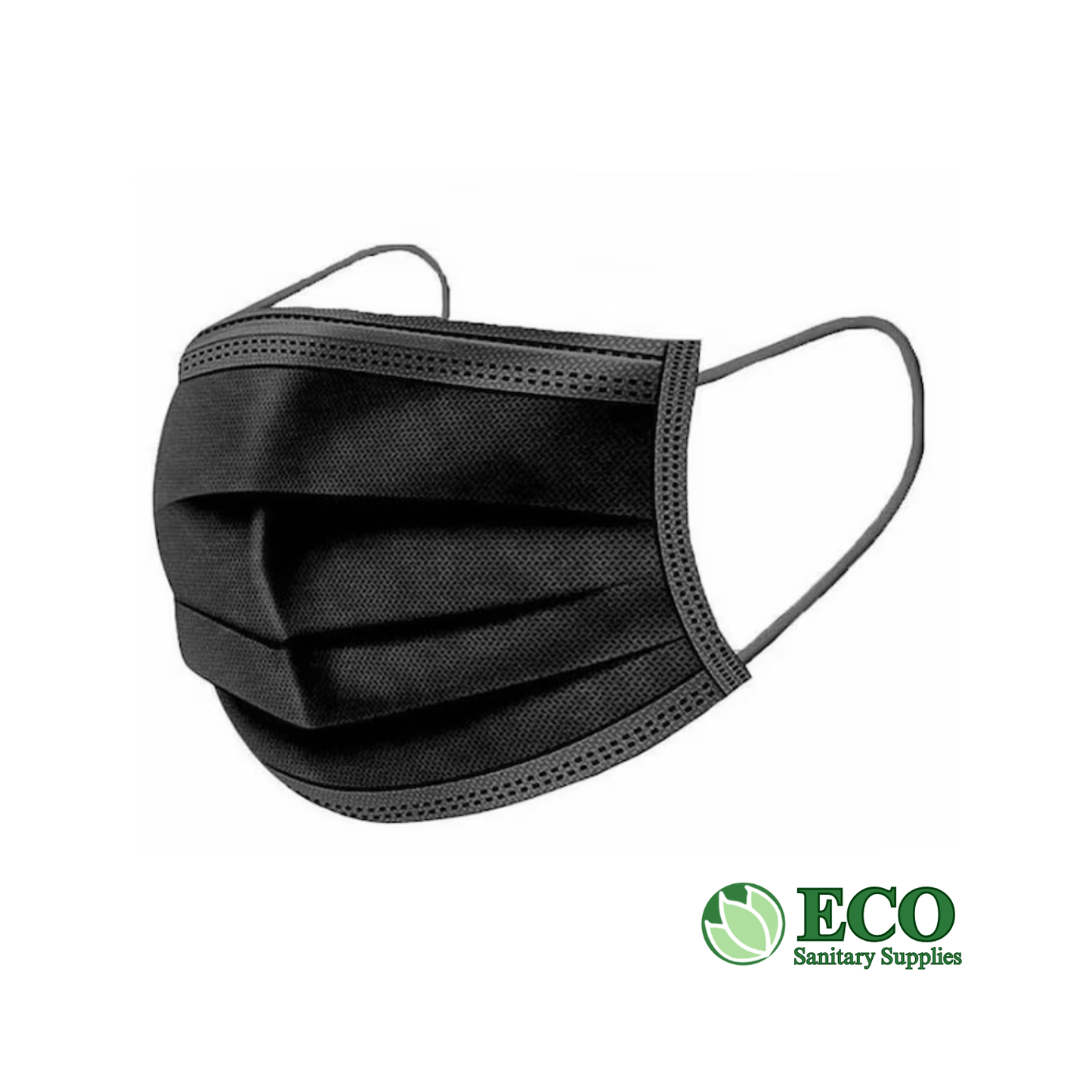 Pleated Ear Loop Procedural Mask, 50/BX 40BX/CS, Black