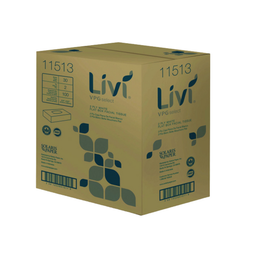 Livi® VPG Select Flat Box Facial Tissue 2-ply 100 Sheets 30 Boxes / Case
