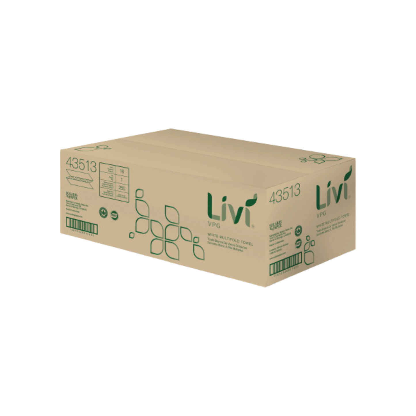 Livi® VPG Multifold Towel 1-ply 250 sheets 16 packs 4000 Sheets / Case