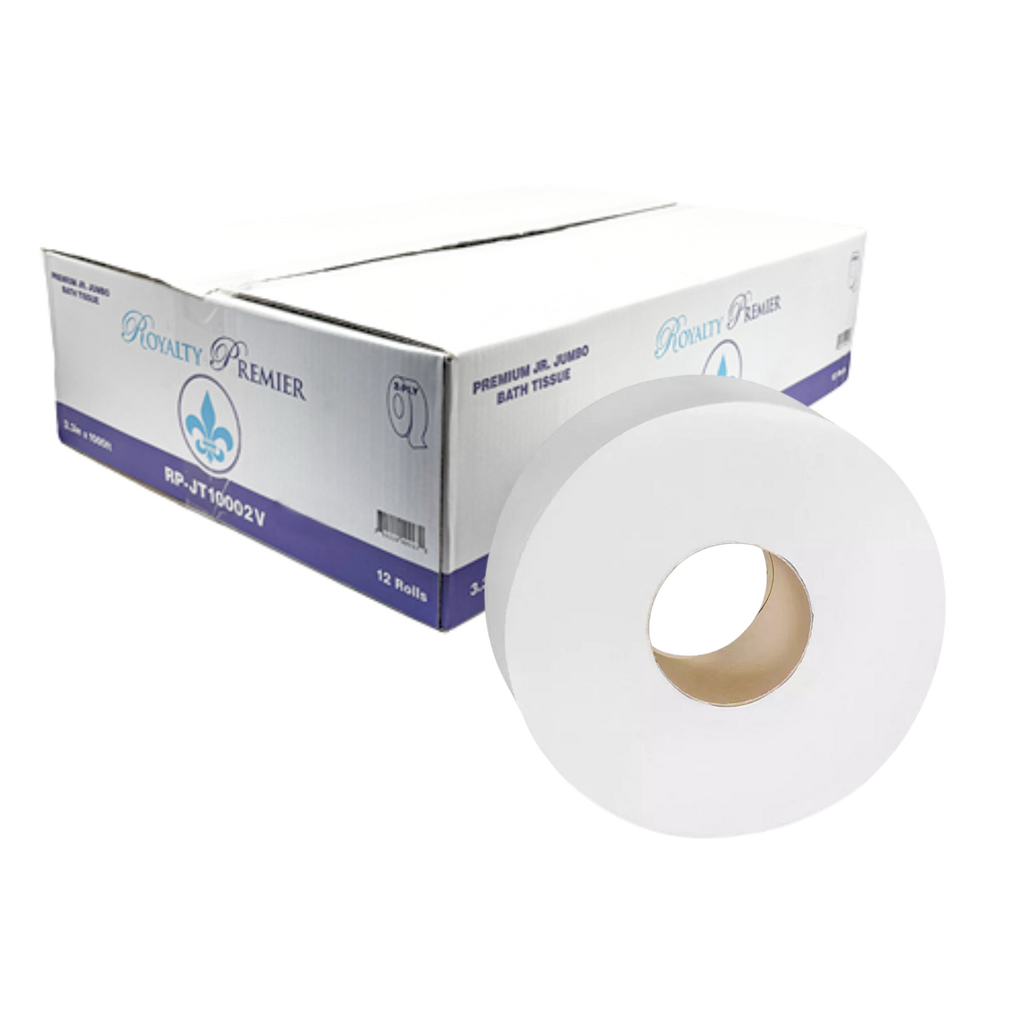Royalty Toilet Paper Jumbo Jr (9-inch) Virgin 1000ft 12 rolls/cs