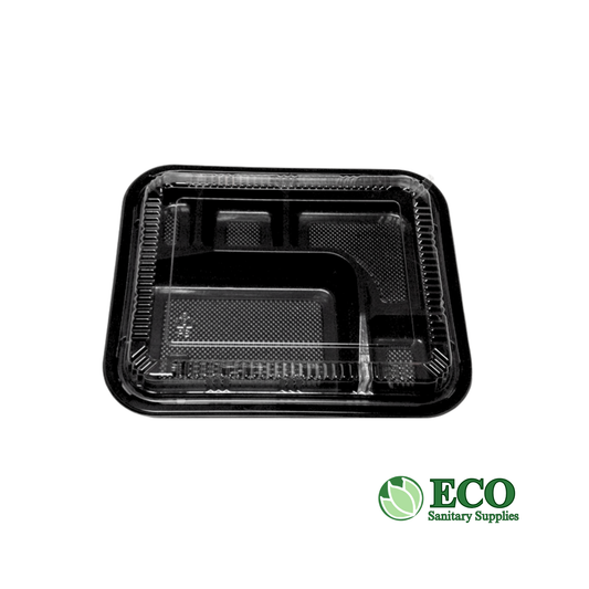 9.3 x 7.5 x 1.9in Bento Box: #305 5 Compartment w/ Clear Lid (252/Case)