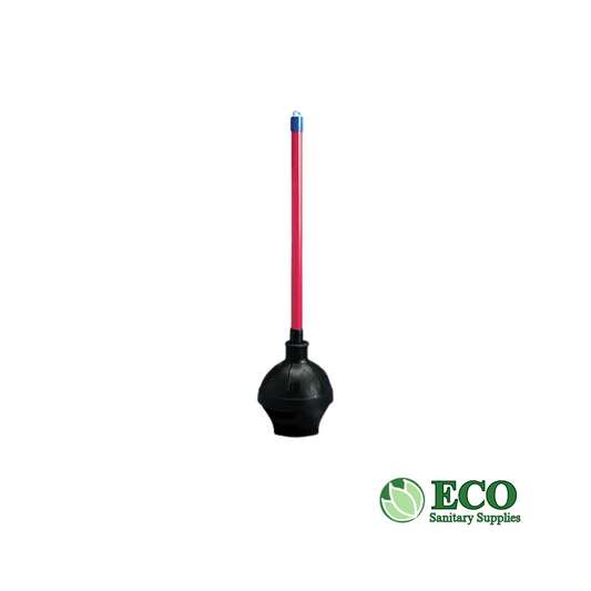 Toilet Plunger, 18in Plastic Handle, 5.63in dia, Red/Black