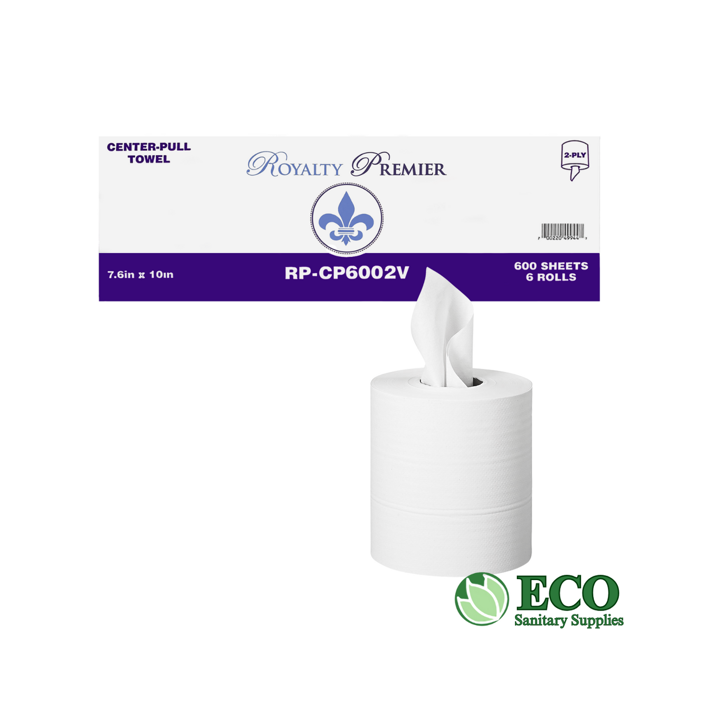 Royalty Centerpull Towel 2-ply Virgin White 6 rolls/cs