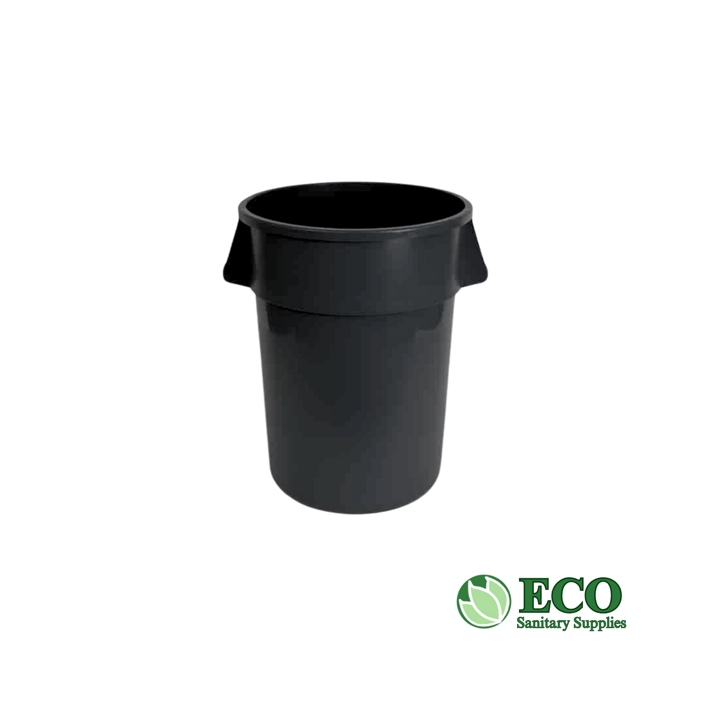 Round Waste Receptacle, 44 gal, Plastic, Gray
