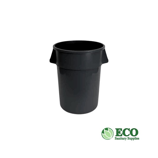 Round Waste Receptacle, 44 gal, Plastic, Gray