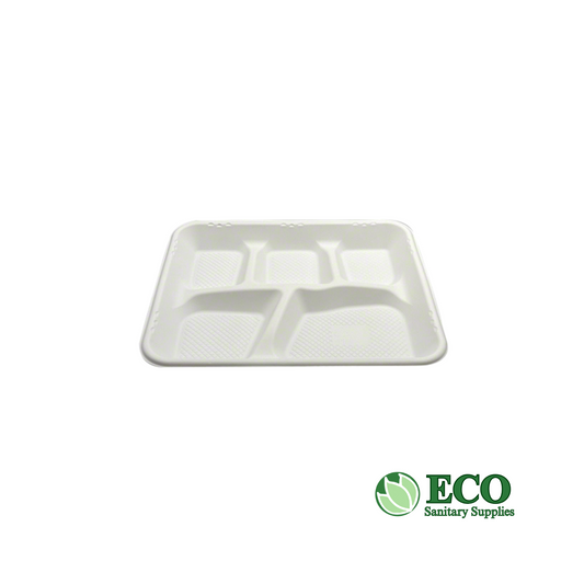Empress Earth 5 Compartment Mineral Filled White School Tray - 500 Trays / Case