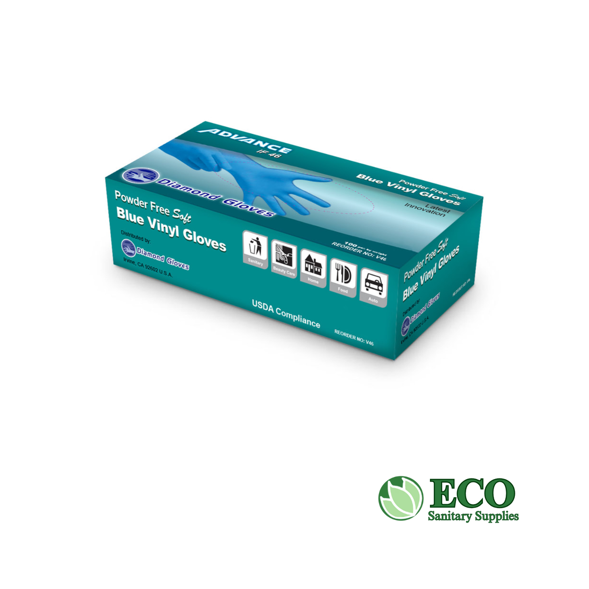 Vinyl Powder Free Gloves Blue 1000/cs Small