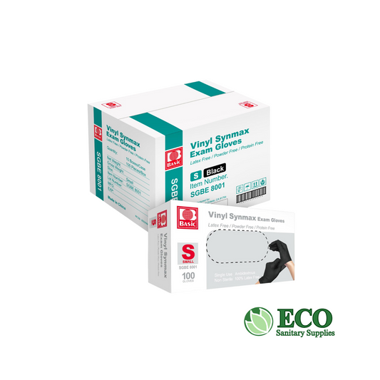 Black Vinyl Synmax Exam Gloves Small, 1000/Case