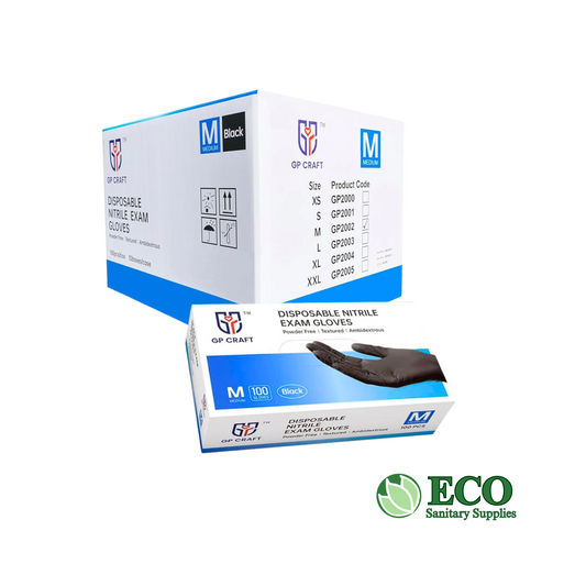 Black Nitrile Gloves, 1000/Case GP2000-GP2005 (XS-XL)