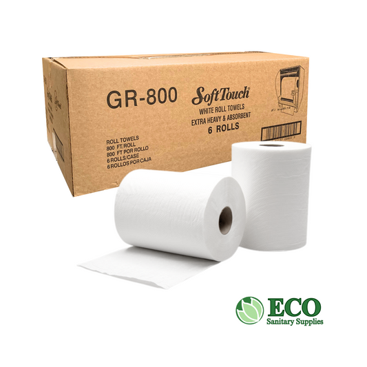 SoftTouch Roll Towel White 8in 800ft 6 rolls/cs