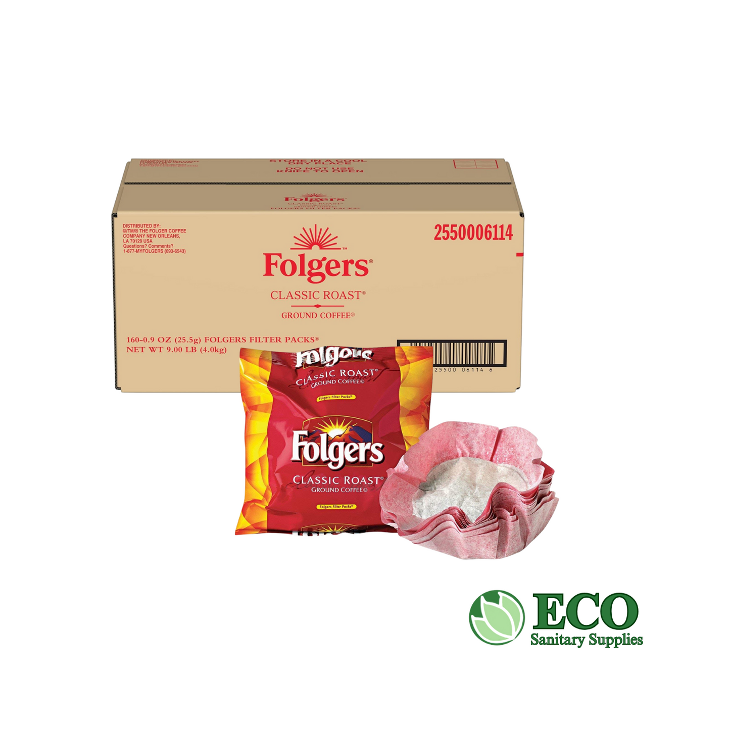 Folgers Classic Roast Ground Coffee, Medium Roast, Filter Packs, 40/cs