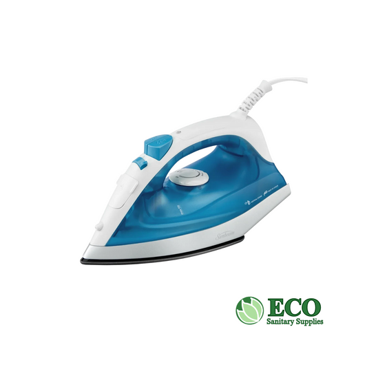 Sunbeam Compact Steam Iron, 1200 Watts, Non-Stick Soleplate, Powerful Shot of Steam, White/Blue