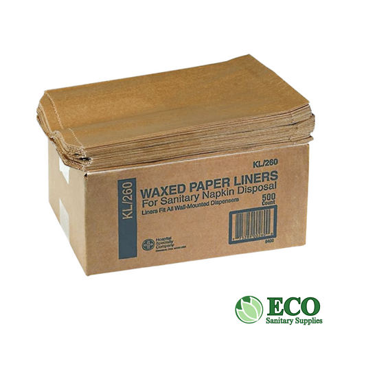 Hospeco KL/260 Waxed Kraft Feminine Hygiene Liner Bag with Gusset 10.25 x 7.5 x 3.5in (Case 500)