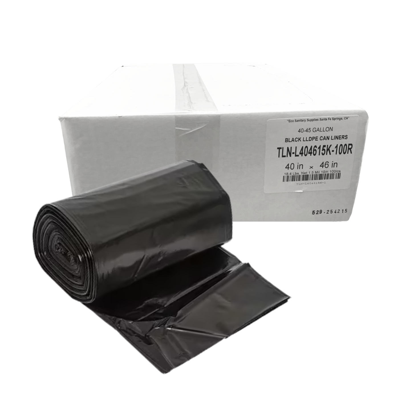 Trash Liners 40x46in 1.5Mil Black Gusset 100/cs (63 cases per pallet)