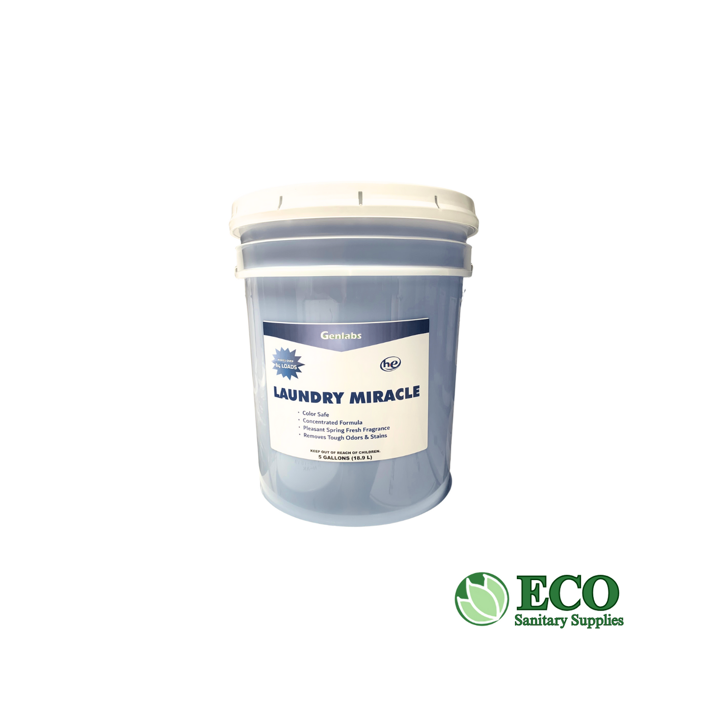 Laundry Miracle Detergent w/ White Ricky Lid 5 Gallon Pail