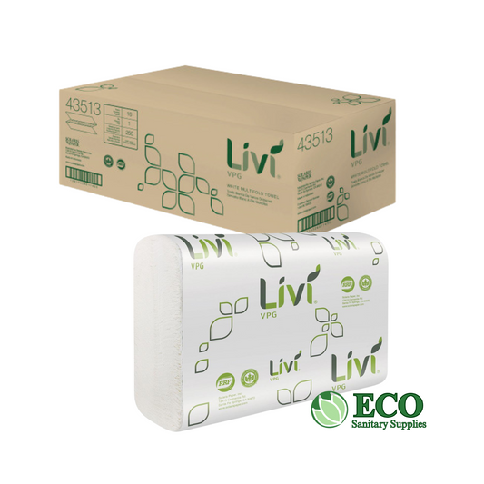 Livi VPG Multifold Towel 1-ply 250 sheets 16 packs 4000 Sheets / Case