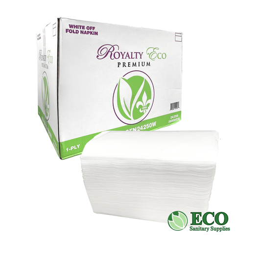 Royalty Eco Premium Off Fold Napkin White 1-Ply 24/250 6000 sheets/cs