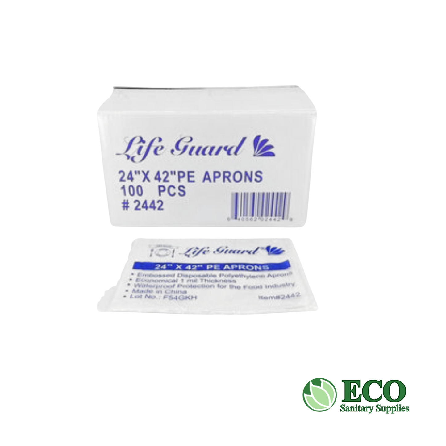 White Polyethylene Aprons 24x42 Dispenser Boxed, 100/box 10box/cs
