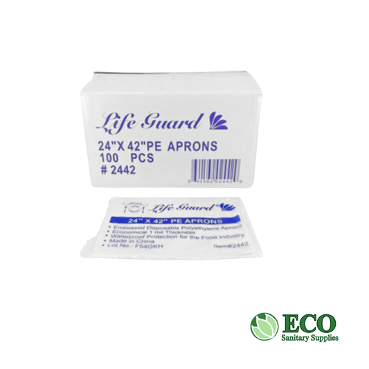 White Polyethylene Aprons 24x42 Dispenser Boxed, 100/box 10box/cs