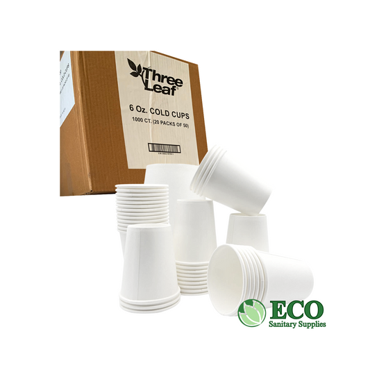 6oz Three Leaf Paper Cold Cup White 1000/cs (20/50)