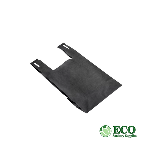 Reusable T-Shirt Bag Black (L) 2.25mil 12 x 7 x 22in, 200 Bags / Case