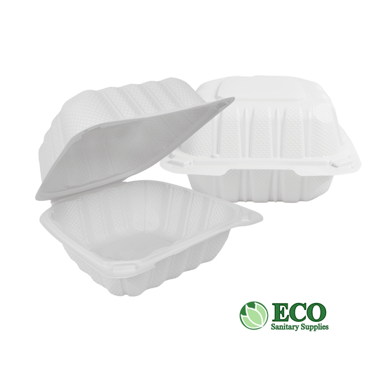 Wellcare White Hinged Container 6 x 6 x 3in PP 250pc/cs