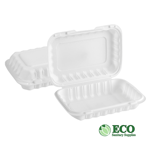 Wellcare White Hinged Container 9 x 6 x 2.5in PP 150pc/cs