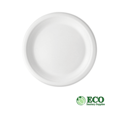 Wellcare 9in Sugarcane Round Plate White 500pc/case