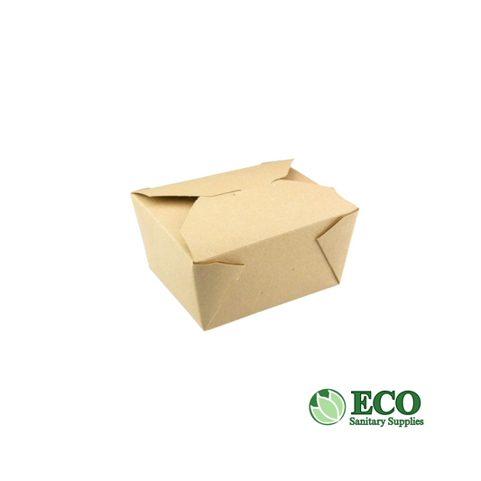#1 Kraft Paper Take-Out Box 5in x 4.5in x 2.5in 450 Pieces / Case