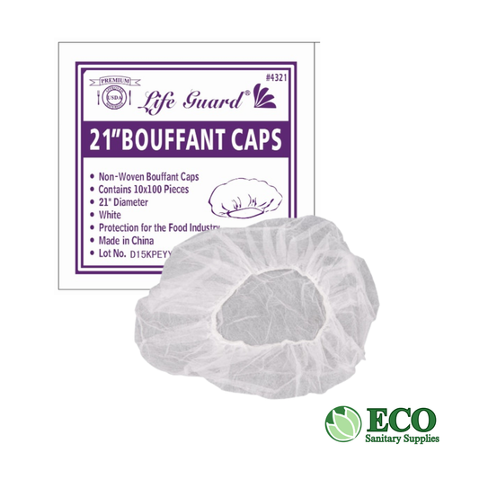 White Bouffant Caps 21in Diameter 100 Pack, 10/Case