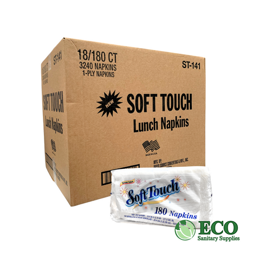 SoftTouch Luncheon Napkins 1-ply White 10x12.75 18/180 3240 sheets/cs