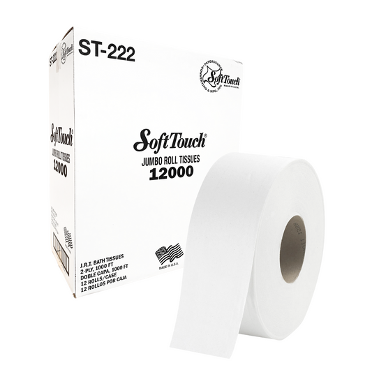 SoftTouch Jumbo Roll Bath Tissue 1000ft 2-Ply 12 Rolls / Case