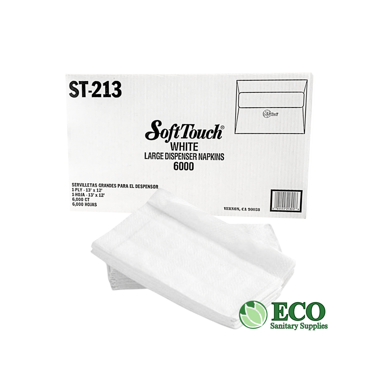 SoftTouch Large Dispenser Napkin 1-ply White 6000 sheets/cs