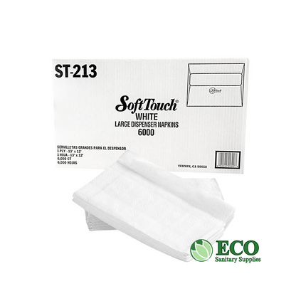 SoftTouch Large Dispenser Napkin 1-ply White 6000 sheets/cs