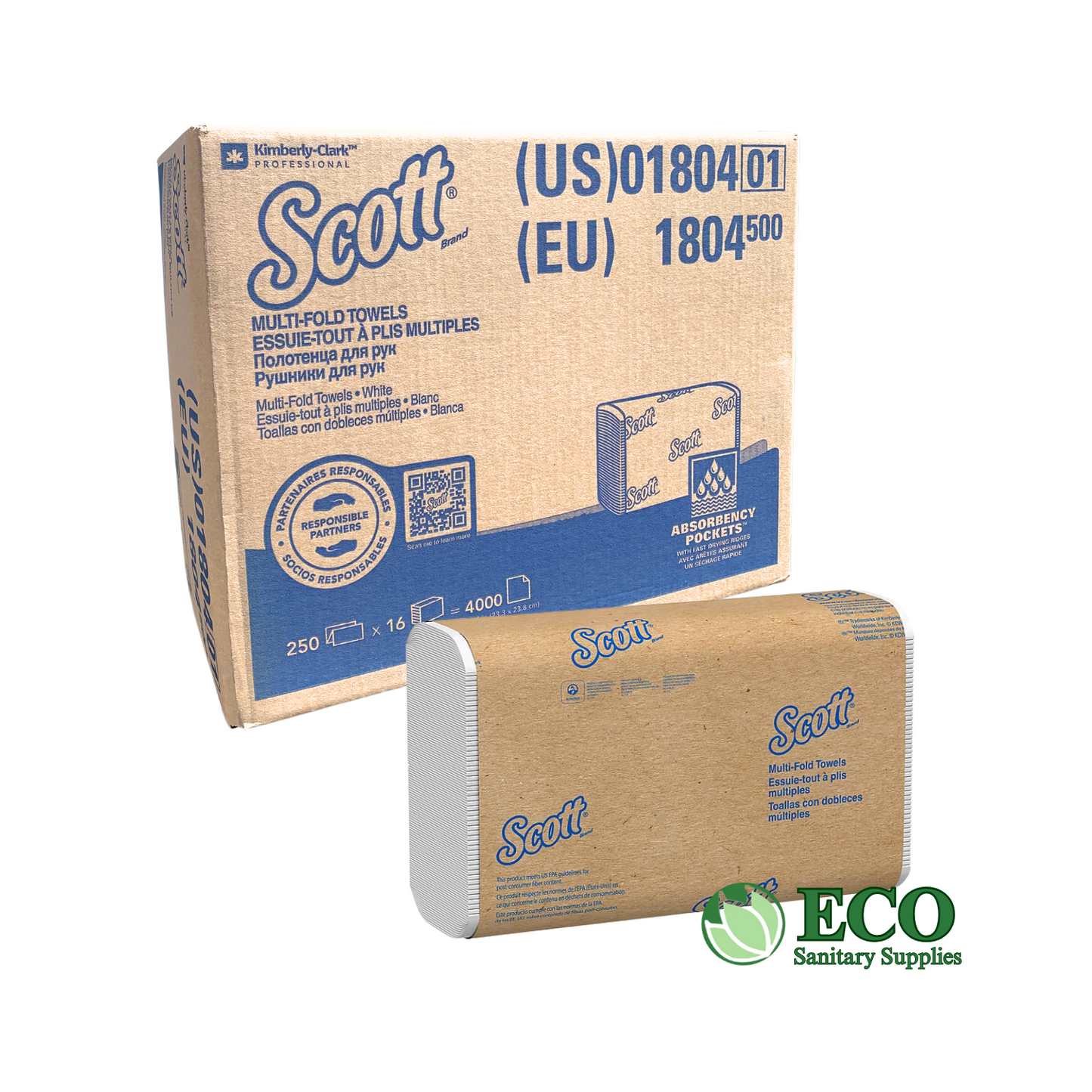Scott Multifold Towel 16pks/cs 4000 sheets/cs 01804-50