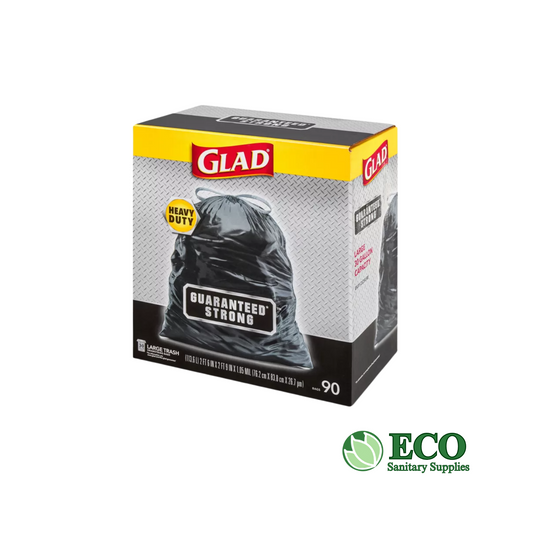 Trash Liners (Glad Drawstring Large Trash Bags) 30x33in 1.05Mil Black 90/cs (30Gal)