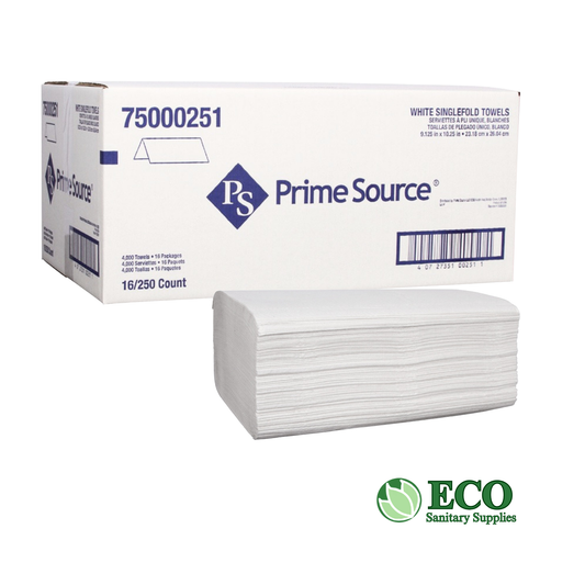 Prime Source White Singlefold Towel 16pk/cs 4000 sheets/cs 75000251