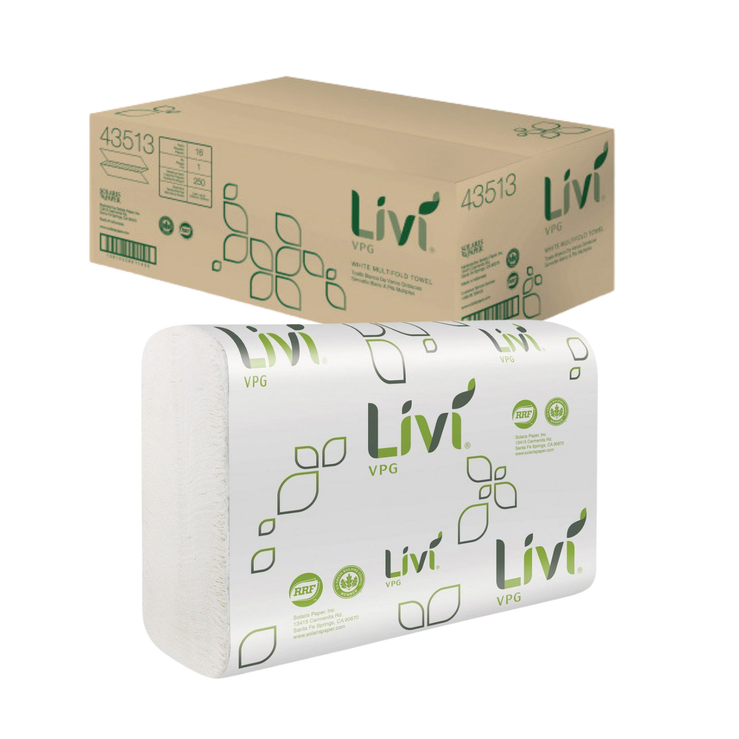 Livi® VPG Multifold Towel 1-ply 250 sheets 16 packs 4000 Sheets / Case (43513-K)