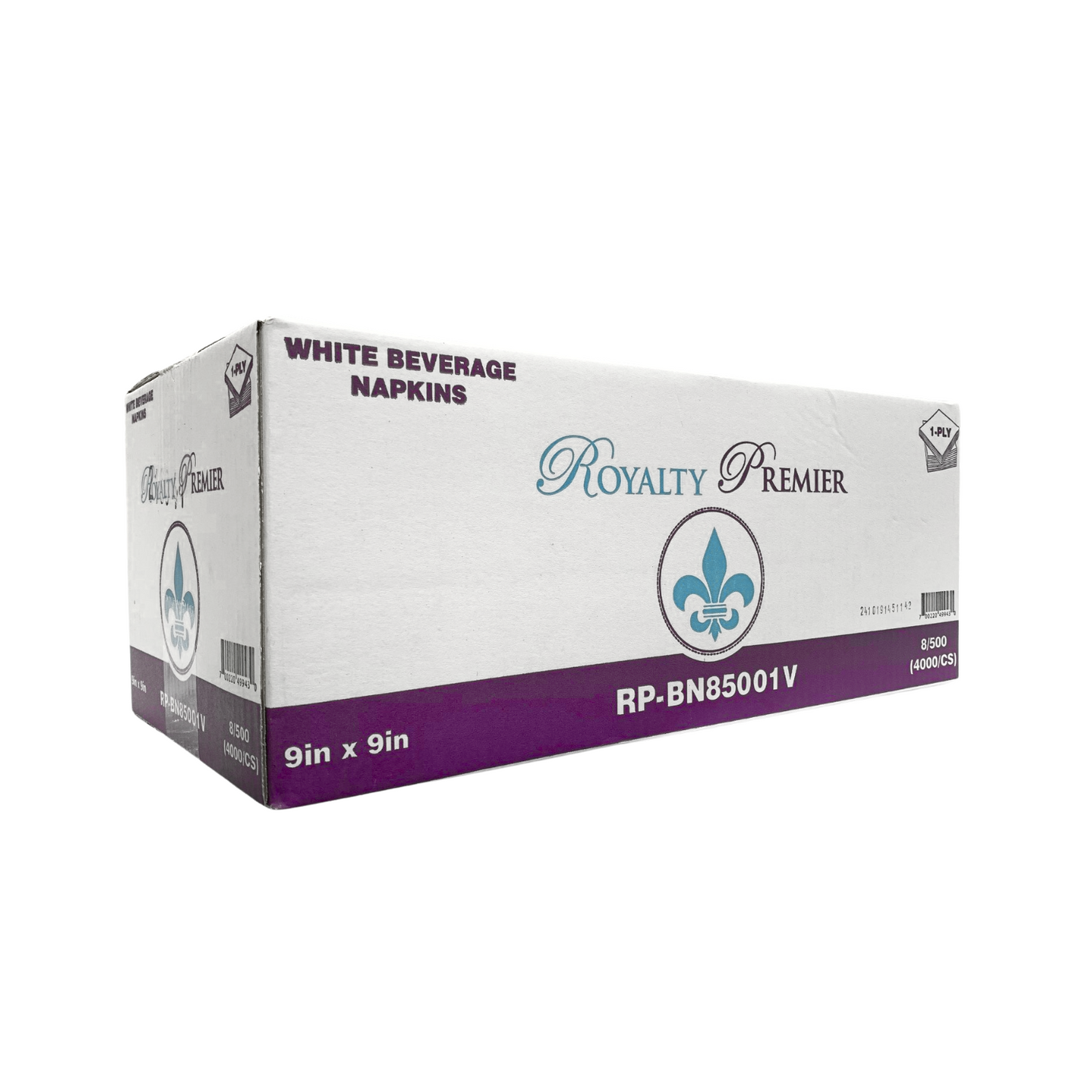 RP-BN85001V - Royalty Premier Beverage Napkin White 4000 sheets/cs