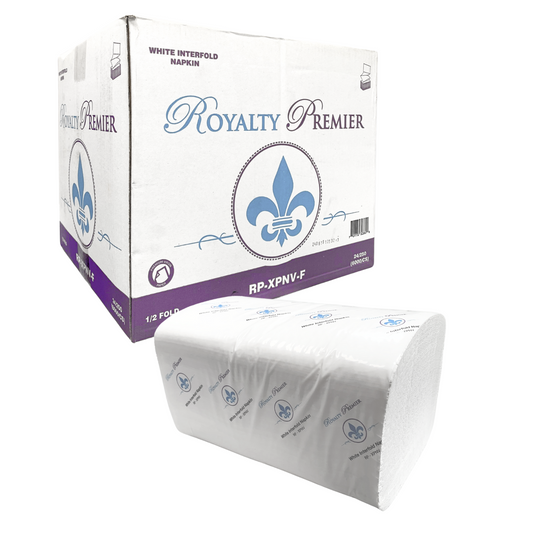 Royalty Premier White Interfold Napkin, 2-ply, 24/250 6,000 Napkins / Case